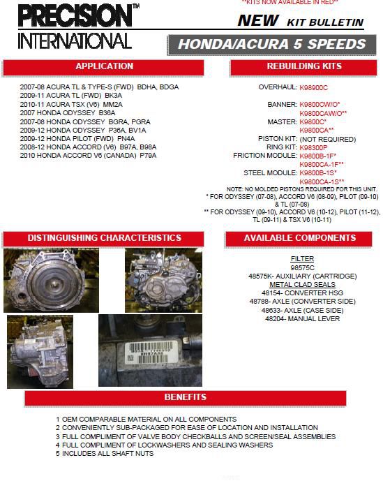K98900C ПРОКЛАДОЧНЫЙ К-Т FWD (07-10) (BDHA/BK3A/MM2A/B36A/