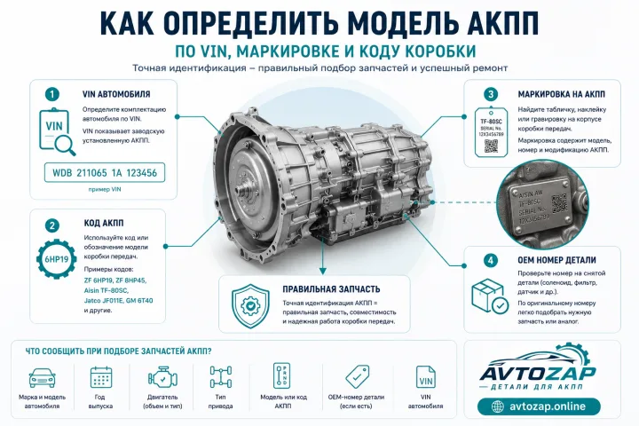 Как определить модель АКПП: по VIN, маркировке и коду коробки