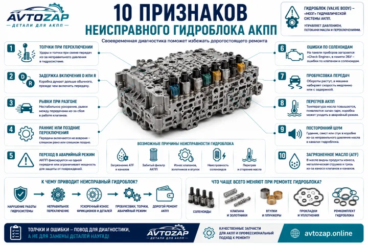 10 признаков неисправного гидроблока АКПП