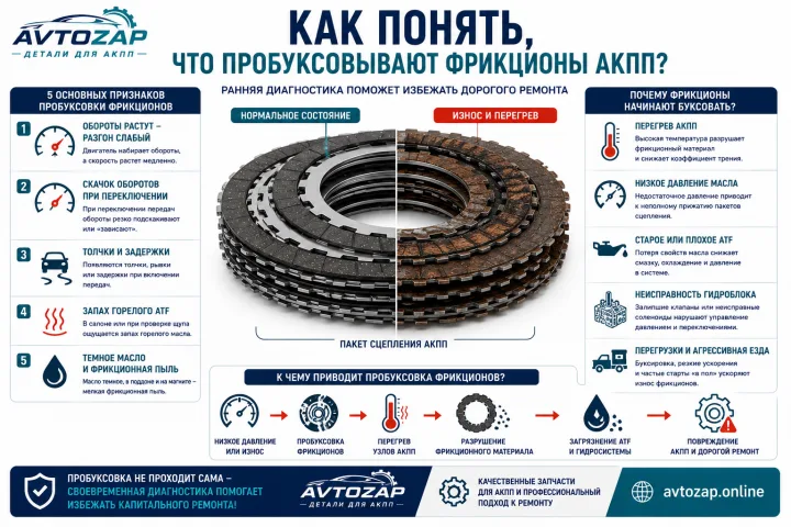 Как понять, что пробуксовывают фрикционы АКПП?