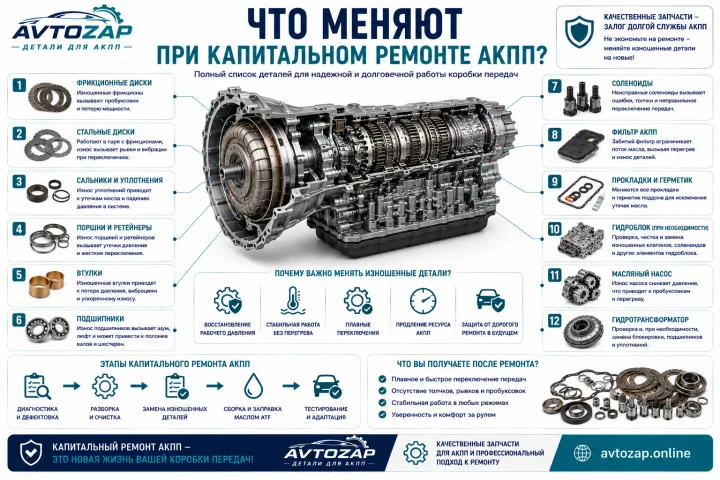 Что меняют при капитальном ремонте АКПП?